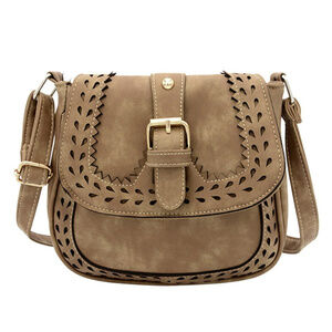NEW Vegan Leather Brown Hollow Out Bag